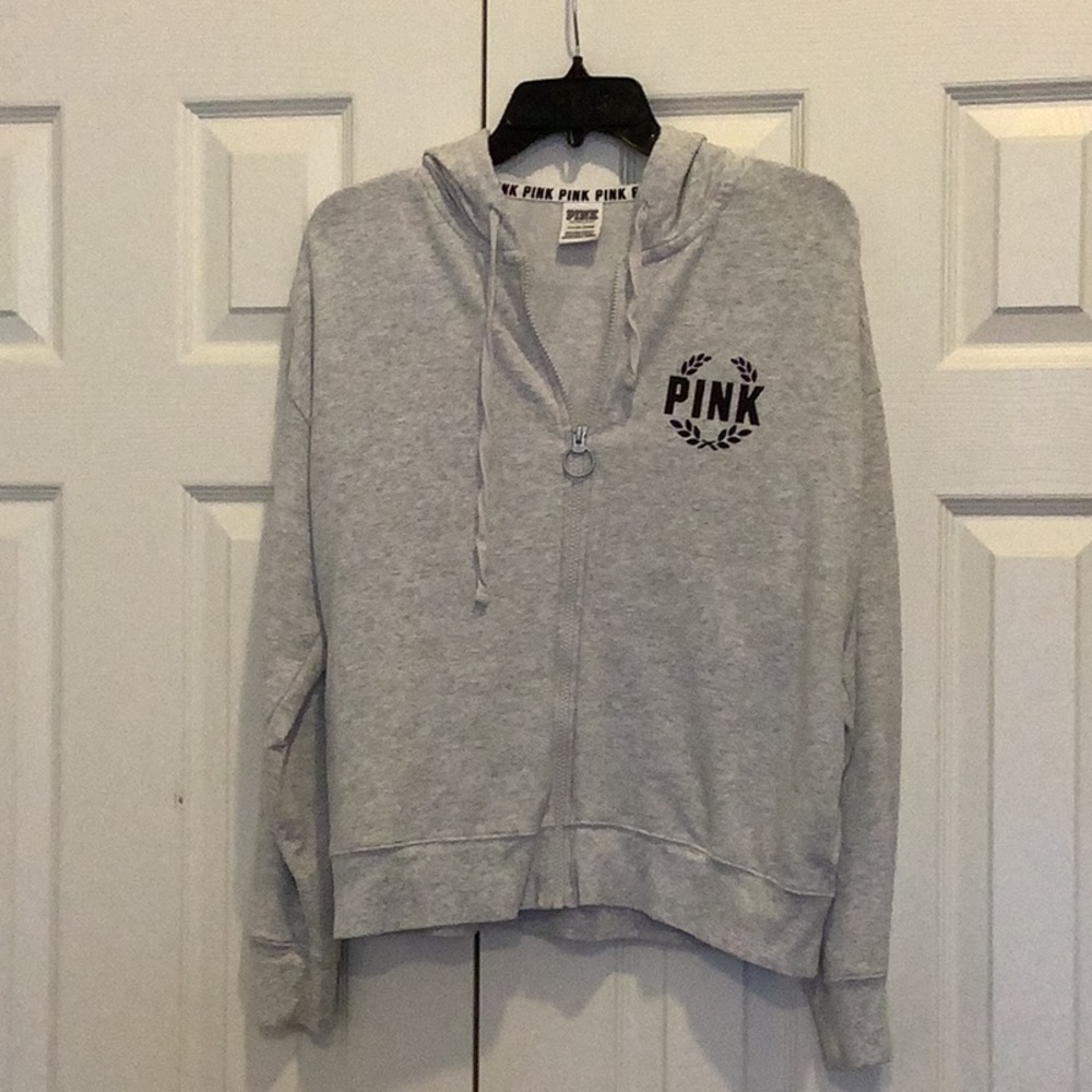 PINK gray zip up hoodie